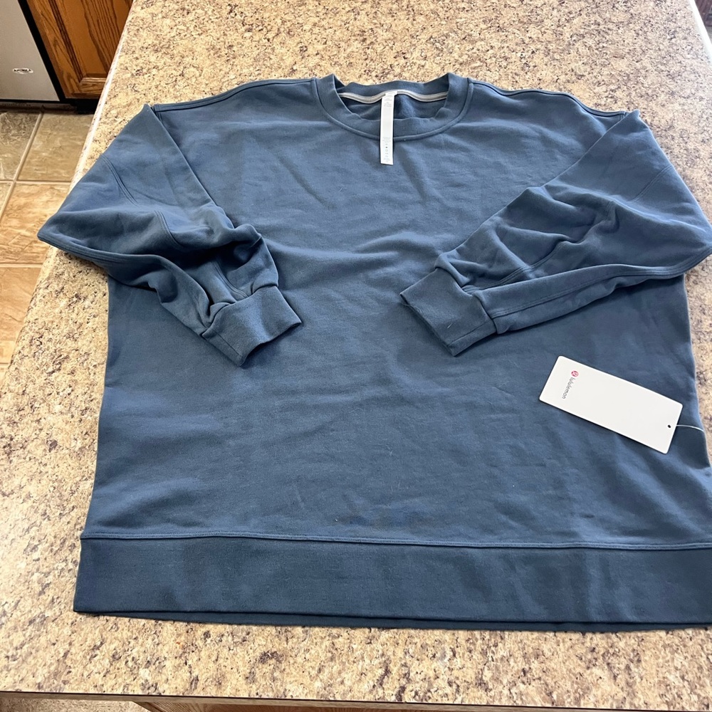 NWT Lululemon athleta perfectly oversized terry Steel Blue terry Sweatshirt 12 - Picture 7 of 8